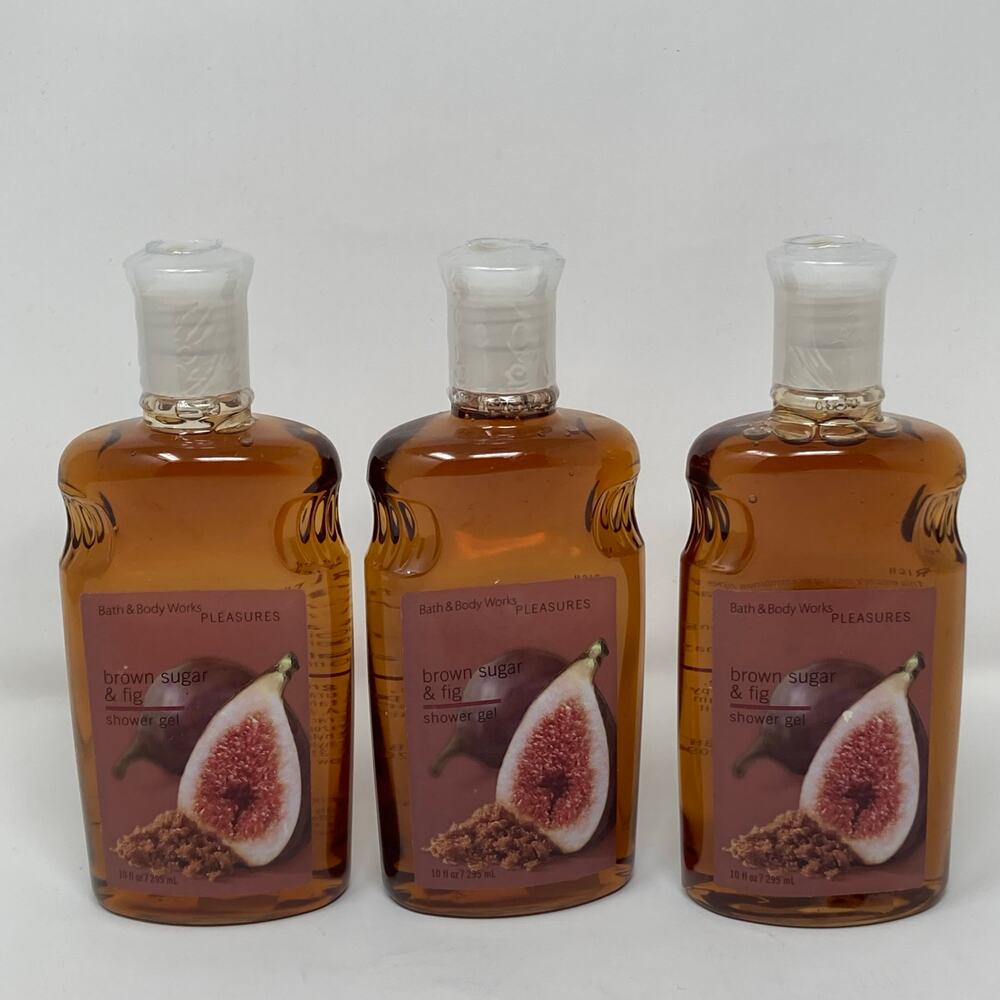 3 Bath & Body Works Brown Sugar & Fig Shower Gel Wash Shea Vitamin E 10 oz Large